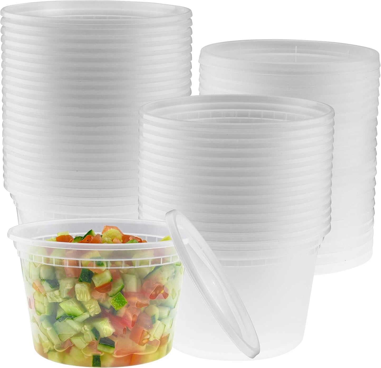 NYHI 16oz 40 Pack Clear Deli Containers with Lids Disposable Food Storage Containers with Lids Recyclable Space Saver Airtight Container for Kitchen Storage Meal Prep Take Out