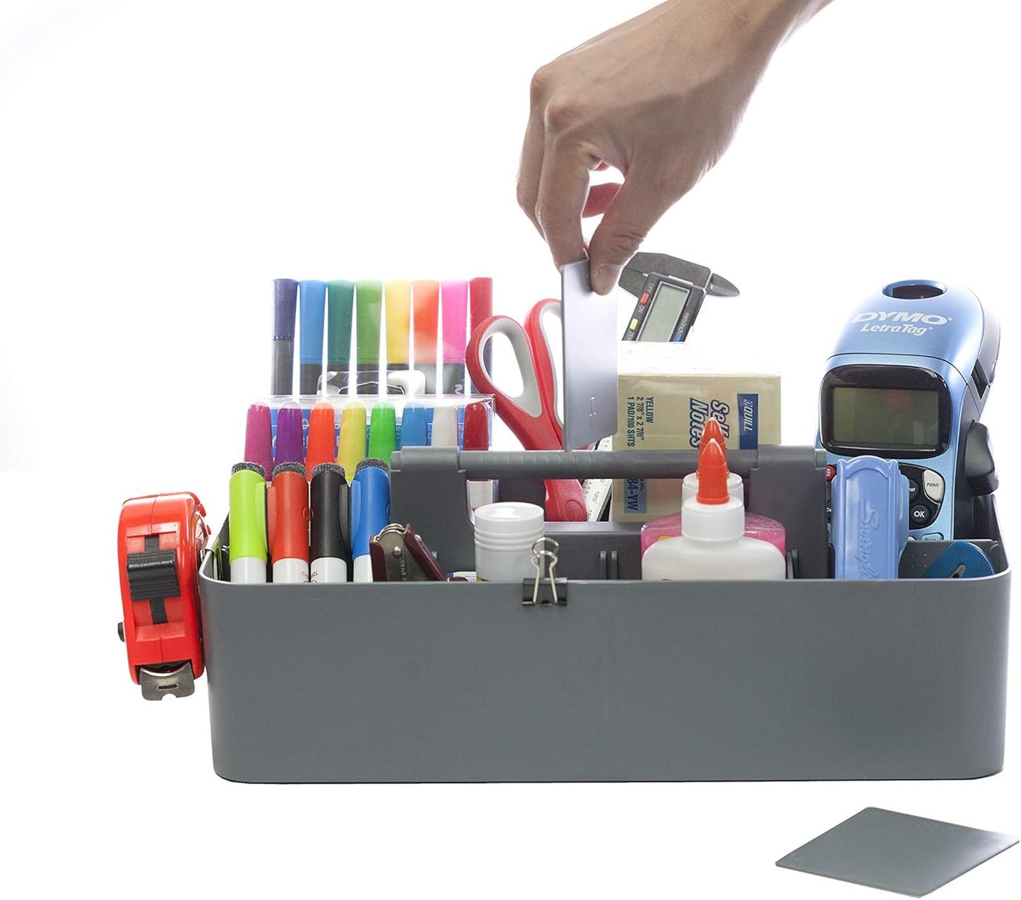 2 PACK - Portable DIY 8 Dividers Durable Plastic Tote Tool & Supply Cleaning Caddy with Handle Made In USA (Orion Gray)