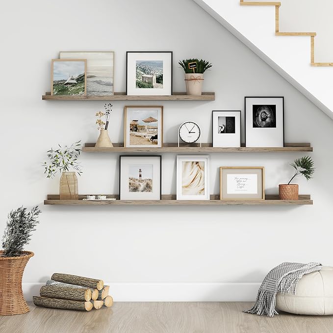 Floating Picture Ledge Shelves Set of 4, 56 Inch Long Large Nursery Book Shelf for Toys Storage Kids Bookshelf Wall Mounted Living Room Bedroom Decor Frames