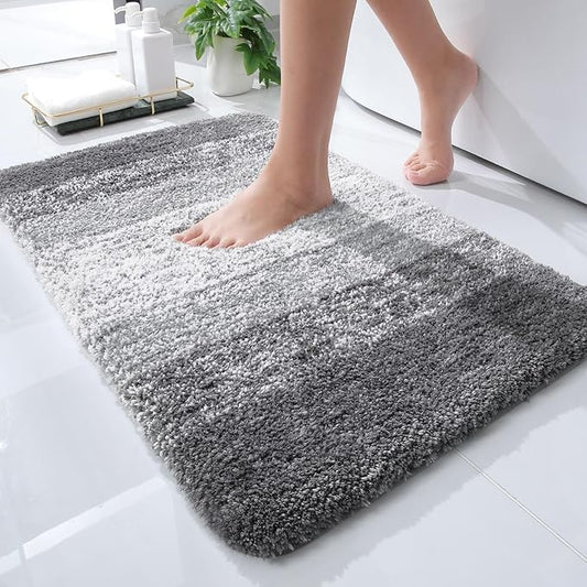 OLANLY Bathroom Rugs Mat 24x16, Extra Soft Absorbent Microfiber Bath Rugs, Rubber Backing, Quick Dry, Machine Washable Bath Mats for Bathroom Floor, Tub and Shower, Home Decor Accessories, Grey