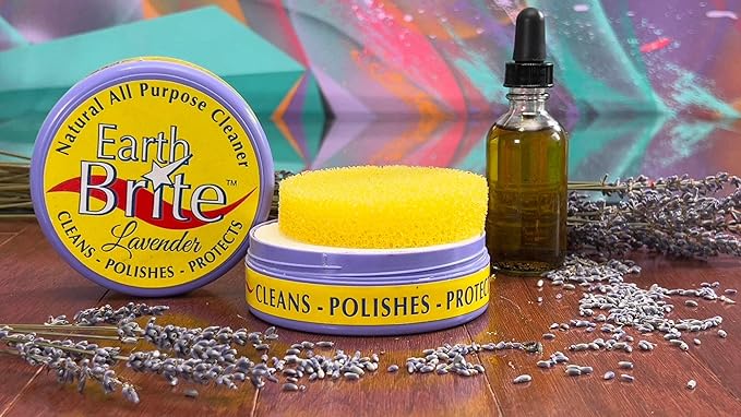 All Natural Multipurpose Cleaner for Bathroom, Floor, Kitchen and More | 300g Lavender Natural Clay Tub + Sponge (2-Pack) Includes Bonus Diamond Towel Cleaning Supplies Kit