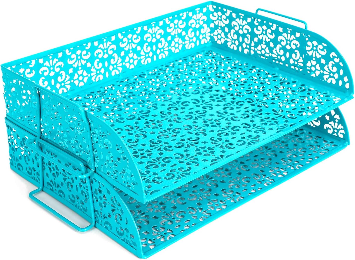 EasyPAG Desk Organizers and Accessories 5 Pieces Office Supplies Set - 2 Tier Paper Tray, Pencil Organizer for Desk, Mail Sorter Countertop, Business Card Holder and Sticky Note Holder, Dark Teal