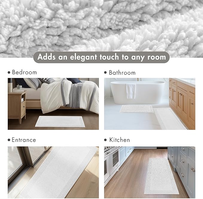 Madison Park Splendor Reversible 100% Cotton Tufted Bathroom Rug-3000 GSM Hotel Quality Luxurious Plush Medium Pile Bath Mat Absorbent, Quick Dry, Shower Room Décor, 20x30 Grey