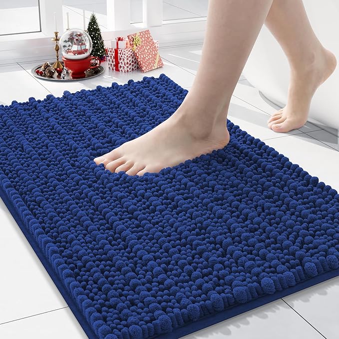 Arotive Luxury Chenille Bathroom Rug Mat, Extra Soft Thick Absorbent Shaggy Bath Rugs, Non-Slip Machine Wash Dry, Plush Bath Mats for Bathroom, Shower and Tub, 24x16, Royal Blue