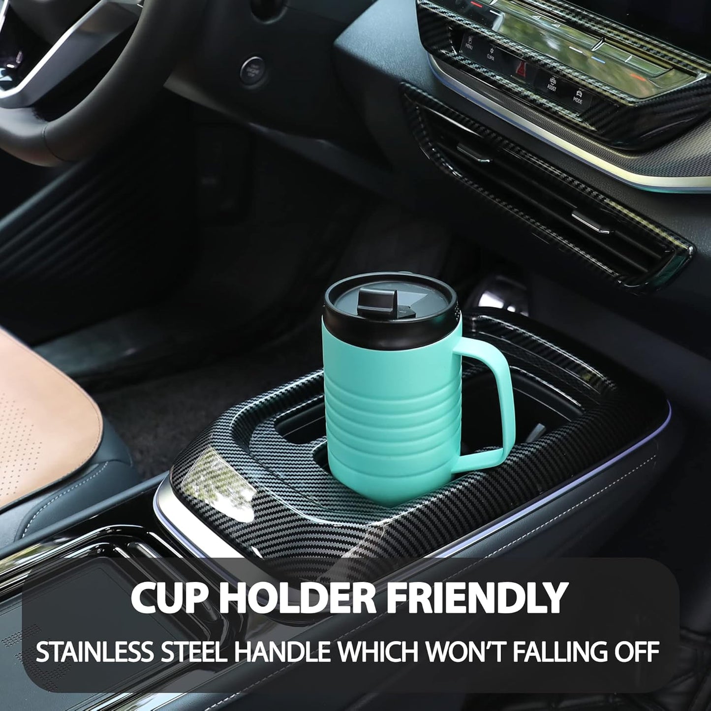 HAUSHOF 24 oz Travel Mug with Handle, Stainless Steel Vacuum Insulated Coffee, Double Wall Travel Mugs with Leakproof Lid, BPA Free