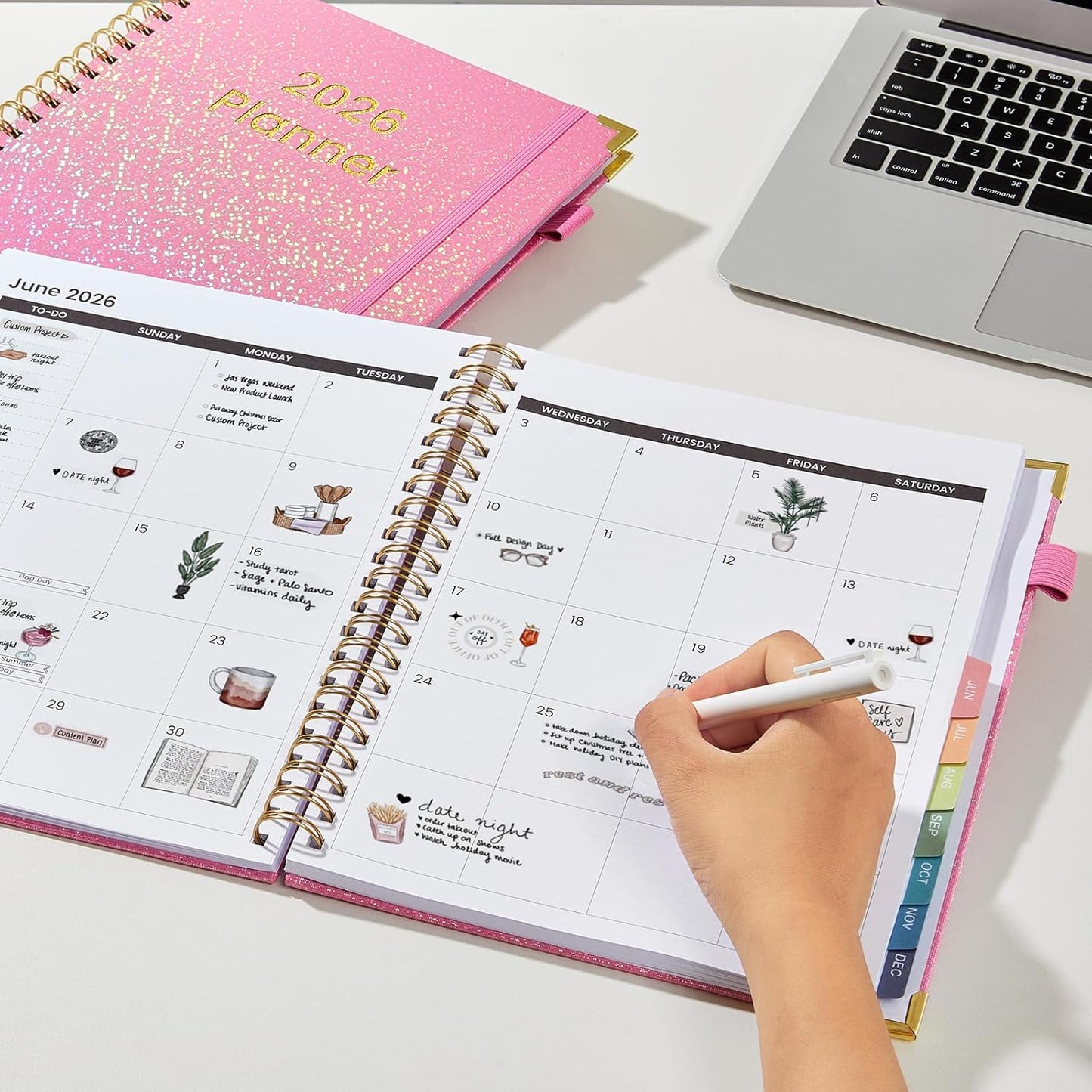 2026 Planner Hardcover Weekly & Monthly Calendar Planner for Women Jan 2026 - Dec 2026 8.5" x 11" Daily Agenda Book with Tabs Spiral Bound Inner Pocket Perfect for School Office, Pink