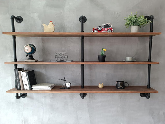 Floating Shelves for Wall Bookshelf Industrial Pipe Shelving Shelves Natural Wood Planks 60 inch Rustic Wall Shelves Hanging Bookshelves Farmhouse Kitchen Shelving