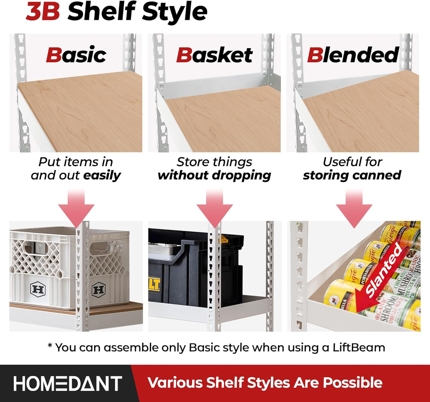 HOMEDANT White 5 Tier Laminated Boltless Heavy Duty Garage Storage Adjustable Wide Size Metal Shelving Unit Utility Rack Shelves Organization Shelf Shed Warehouse 47.7" W x 24.1" D x 71.3" H 4Pack