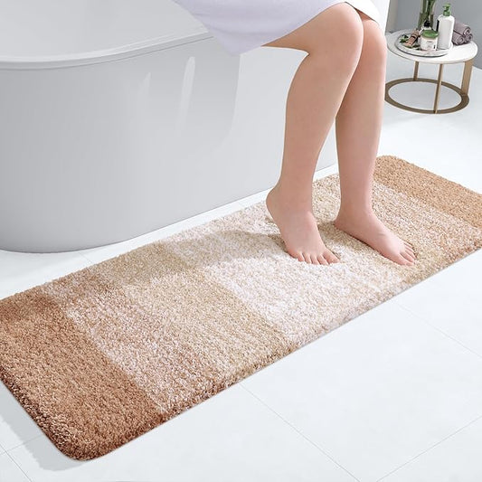 OLANLY Bathroom Runner Rugs 47x17, Extra Soft Absorbent Microfiber Bath Rugs, Rubber Backing, Quick Dry, Machine Washable Bath Mats for Bathroom Floor, Tub and Shower, Home Decor Accessories, Beige