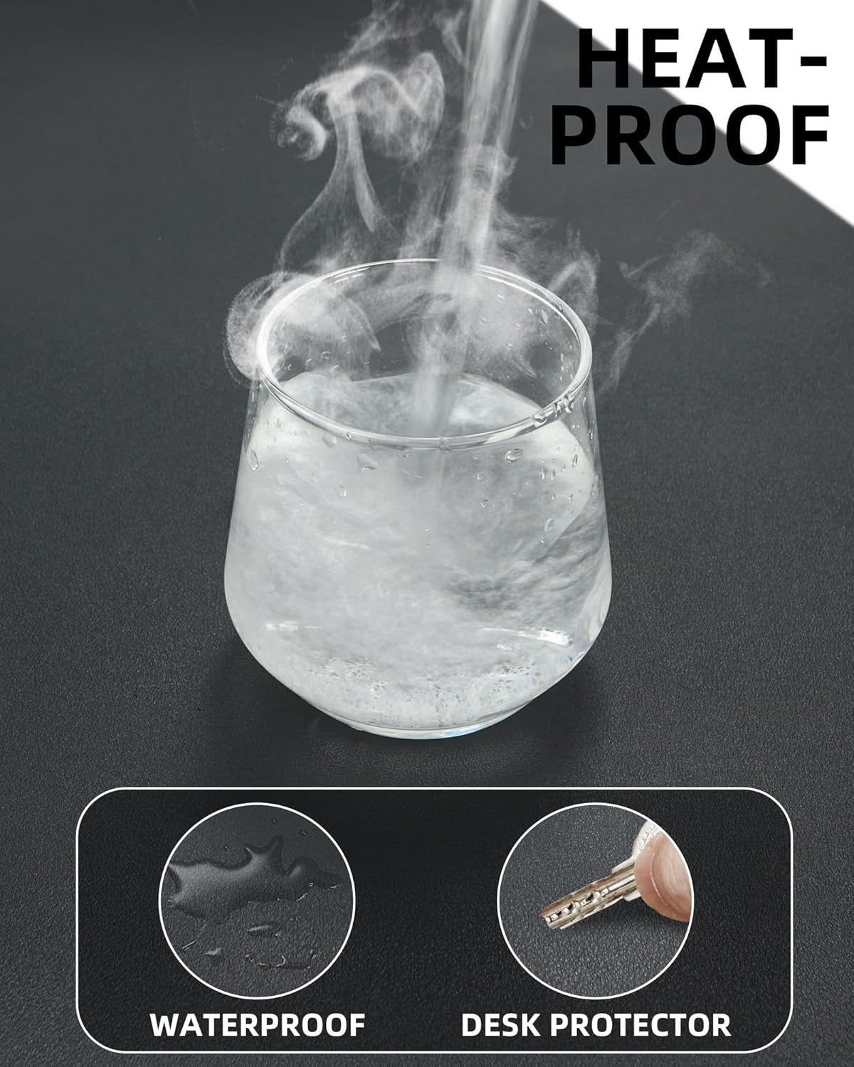 Leather Desk Pad Protector,48"x24" - Premium Desk Mat, Large Mouse Pad,Non-Slip Desk Blotter,Waterproof Desk Writing Pad for Office and Home(Black)