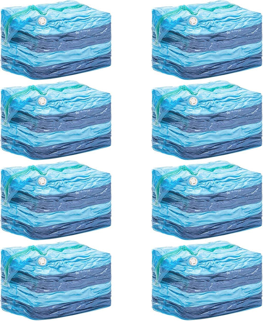 TAILI 8 Pack Vacuum Storage Bags, Jumbo Cube (31x40x15 Inch), Extra Large Vacuum Seal Bags for Clothing, Comforters, Blankets, Bedding, Sweater, Space Saver, Closet Organizers, Blue