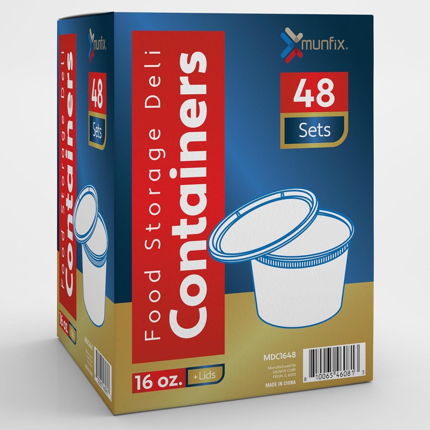 Munfix 48 Pack 16 Oz Plastic Deli Containers with Lids - Food Storage Containers with Lids - Clear Disposable Airtight Meal Prep Containers, BPA Free, Stackable, Leakproof, Microwave and Freezer Safe