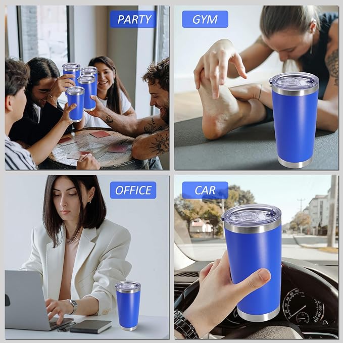 20oz Tumbler Bulk Stainless Steel Tumblers with Lid Vacuum Insulated Double Wall Travel Coffee Mug Powder Coated Tumbler Cup for Hot and Cold Drinks(Mix Color, 12 pack)
