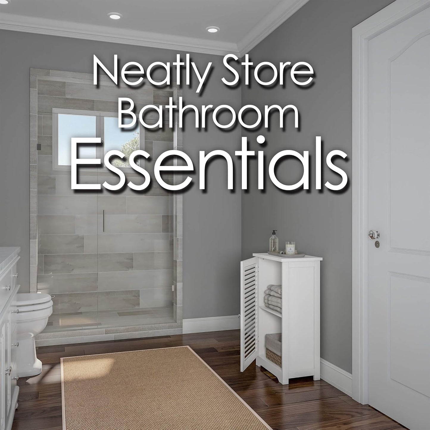 Lavish Home Bathroom Cabinet - Freestanding Storage Organizer for Towels or Laundry Room - Adjustable Shelf and Shutter Style Door (White)