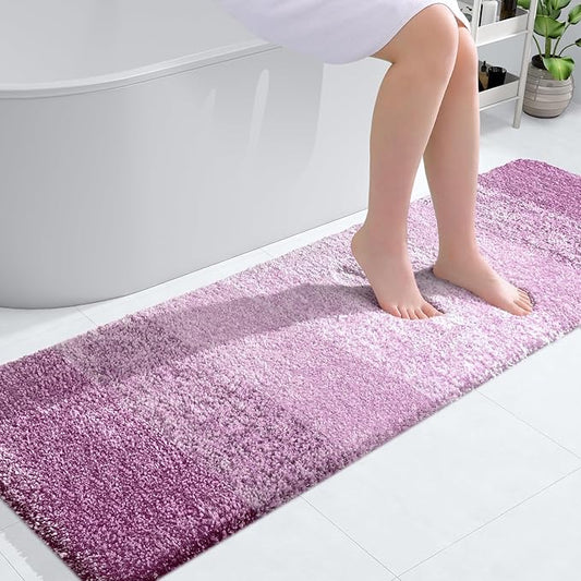 OLANLY Bathroom Runner Rugs 59x20, Extra Soft Absorbent Microfiber Bath Rugs, Rubber Backing, Quick Dry, Washable Bath Mats for Bathroom Floor, Tub and Shower, Home Decor Accessories, Pinkish-Purple
