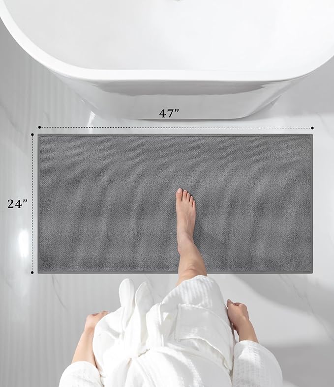 YIHOUSE Bathroom Rugs Mat 24x47, Non Slip Quick Dry Bath Mats for Bathroom Absorbent Ultra Thin Bath Rugs Machine Washable Fit Under Door for Sink, Cabinet, Laundry (Grey, 24"x47")