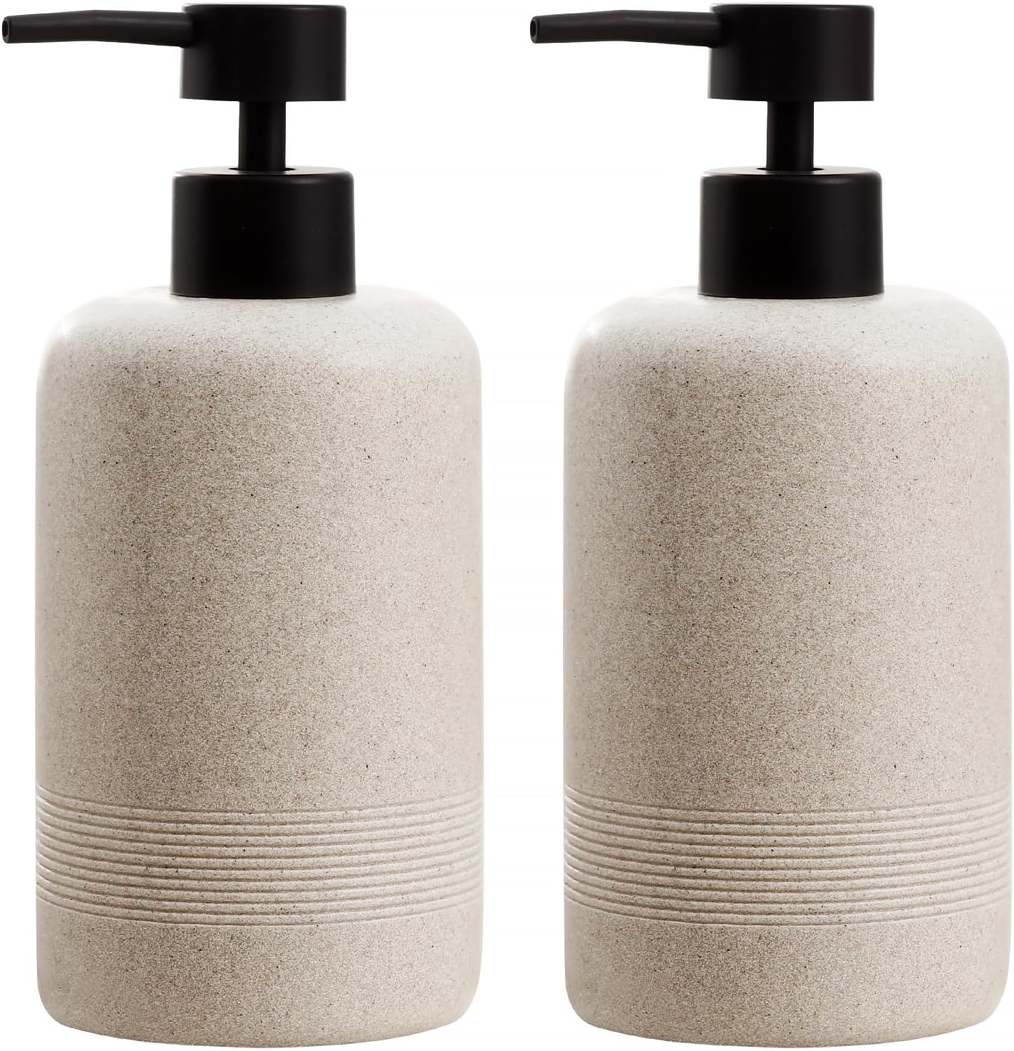Soap Dispensers 400ML 13OZ, 2 PCS Hand Dish Lotion Shampoo Lotion Soap Dispenser Jar, Resin Premium Thick Soap Pump Bottles for Kitchen Bathroom Countertop (Beige)