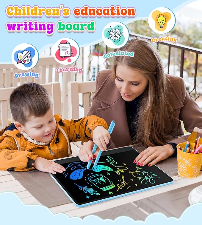 LCD Writing Tablet Doodle Board, 16 inch Colorful Drawing Tablet Writing Pad for Kids, Electronic Erasable Learning Educational Girls Gifts Toys for 3 4 5 6 7 Year Old Girls Boys