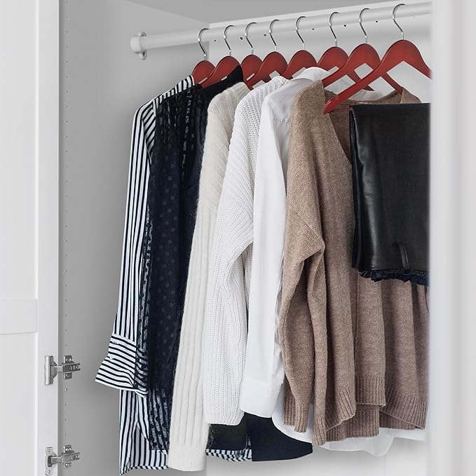 Casafield - 40 Cherry Wooden Suit Hangers - Premium Lotus Wood with Notches & Chrome Swivel Hook for Dress Clothes, Coats, Jackets, Pants, Shirts, Skirts