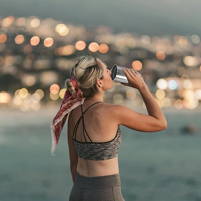 20 oz Tumbler Coffee Travel Tumblers Bulk with Lid Stainless Steel Double Wall Vacuum Insulated Mug Powder Coated Cups fit Car Cupholder for Hot and Cold - Stainless Steel, 4Pack