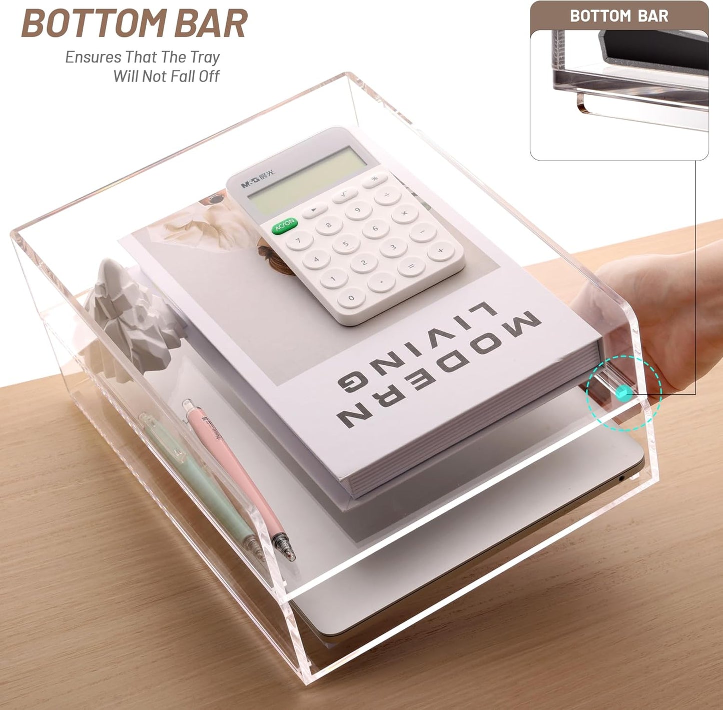 SANRUI Paper Organizer for Desk,Acrylic Stackable Letter Tray, Clear Desk Organizer, Paper Sorter for Office,Home or School,2-Pack