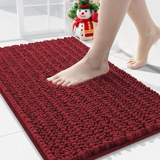 Arotive Luxury Chenille Bathroom Rug Mat, Extra Soft Thick Absorbent Shaggy Bath Rugs, Non-Slip Machine Wash Dry, Plush Bath Mats for Bathroom, Shower and Tub, 36x24, Red