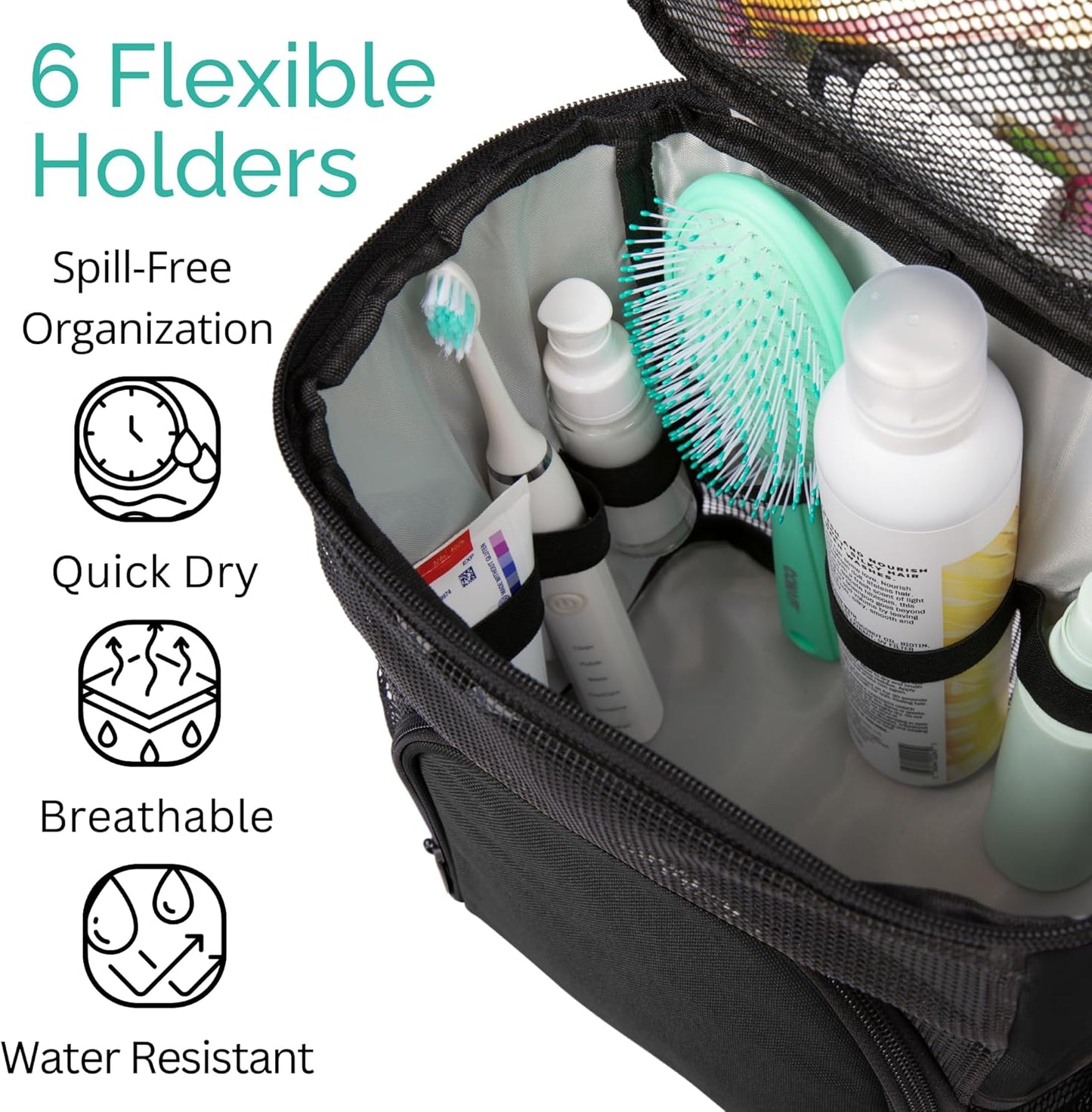 Original Portable Shower Caddy For College Dorms - Foldable Mesh Tote - Dorm Room Essentials - Durable Hanging Travel Shower Bag - Perfect for College Students, Men, Women (Black)
