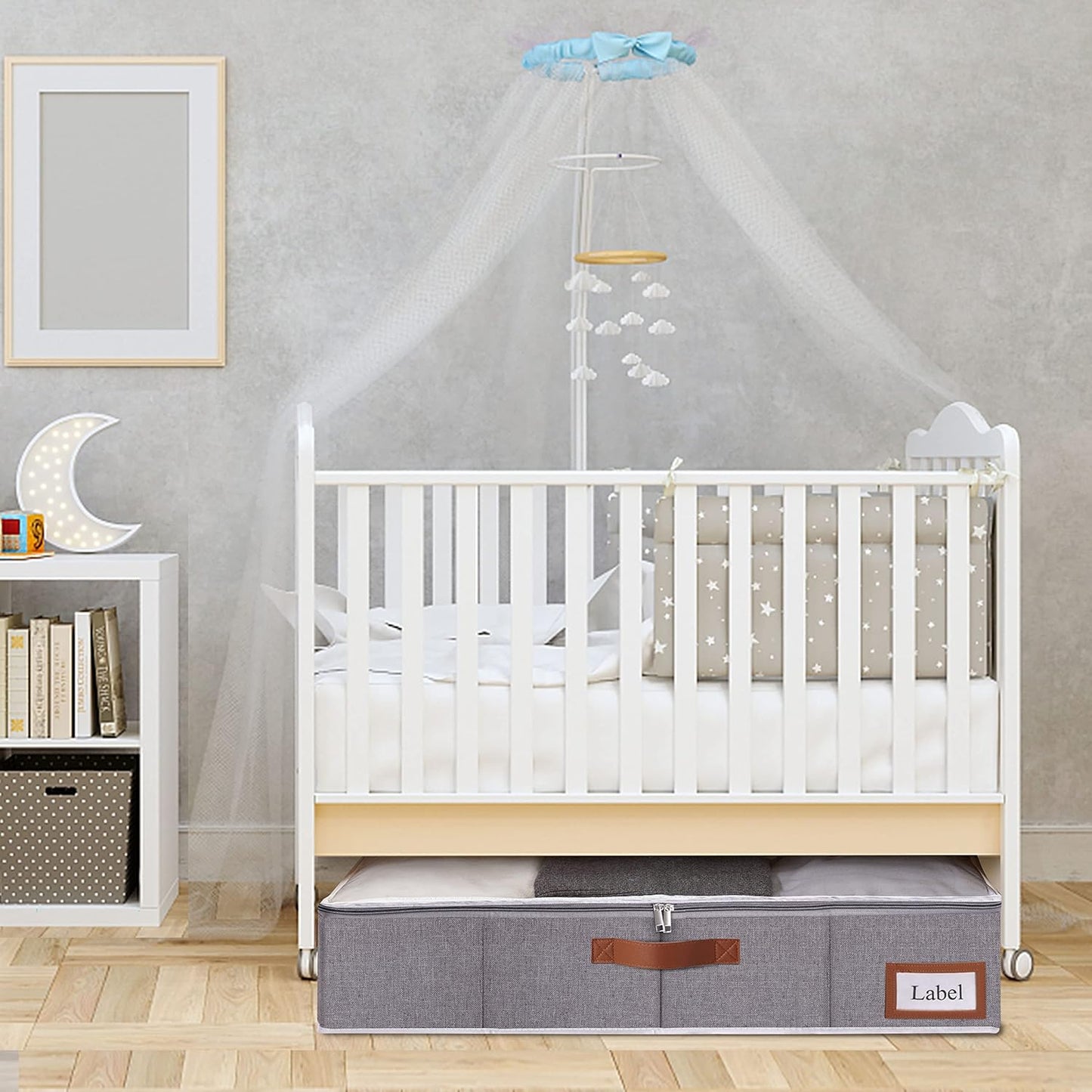 Yawinhe Under Bed Storage Containers, 2 Pack, Bin with Lids, Collapsible Closet Organizers, with Sorting Card Slot and 4 Leather Handles, for Blanket, Bedding, 31.5''Lx15.7''Wx6''H, Grey