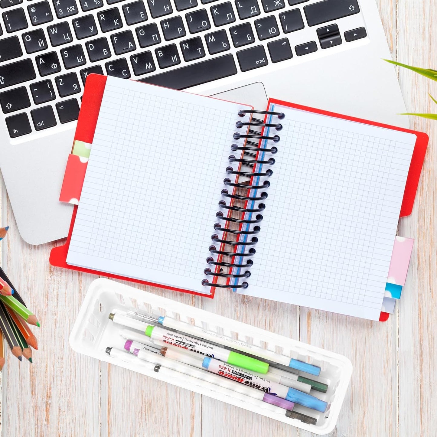 6 Pcs Black,White,Gray Slim Plastic Storage Baskets Tray 10 x 3 x 2.5 Inch Compact Stackable Desk Organizer for Office, Classroom, School Supplies, and Home Storage, Organization(Black,White,Gray)