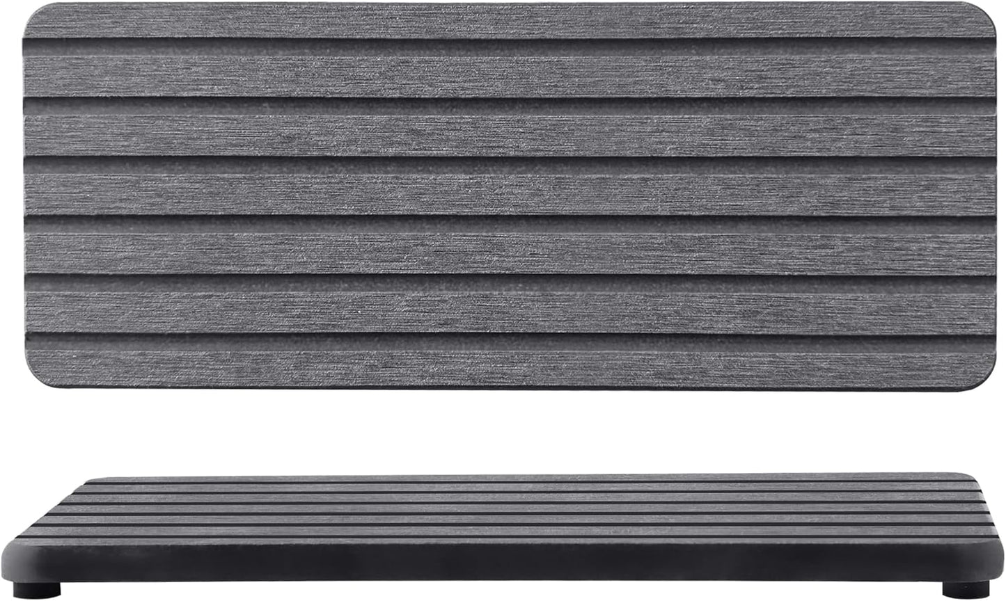 2 PCS Water Absorbent Diatomite Coasters (10.2" x 4"), Grooved Design, Water Absorbing Stone Used for Hand Soaps & Plants & toiletries in The Modern Home