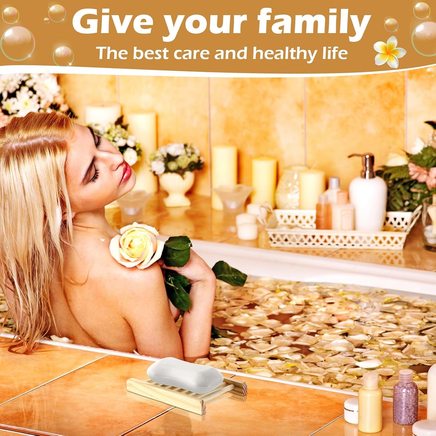 Bamboo Soap Dish Wooden Hand Craft Soap Case for Shower Rectangular Bathtub Shower Dish Accessories for Home Bathroom Kitchen Sponges(Wood Color,80 Pack)