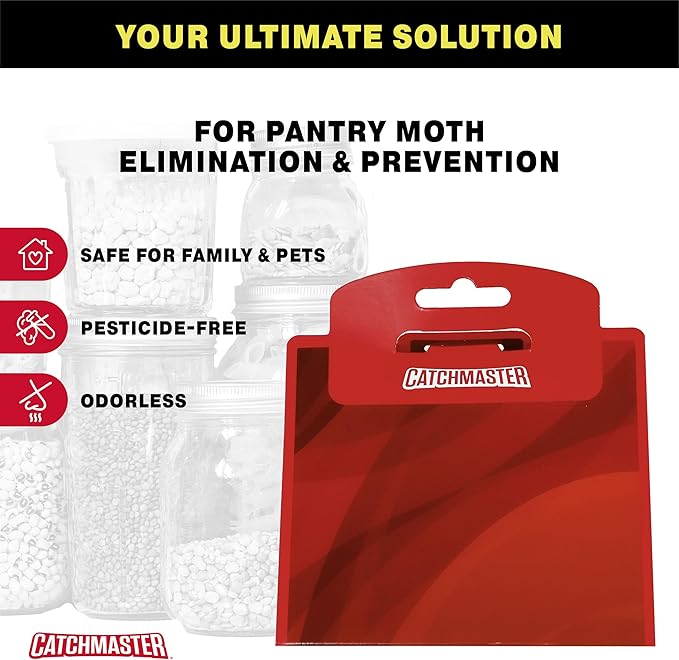 Catchmaster Pantry Moth Traps with Premium PheroGuard Technology – XL, Extra-Strength Glue – Odorless, Kids and Pet Safe – Traps & Eliminates Moths – Protects Pantry, Cabinets & Food Storage – 6-Pack
