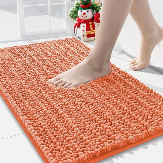 Arotive Luxury Chenille Bathroom Rug Mat, Extra Soft Thick Absorbent Shaggy Bath Rugs, Non-Slip Machine Wash Dry, Plush Bath Mats for Bathroom, Shower and Tub, 30x20, Coral