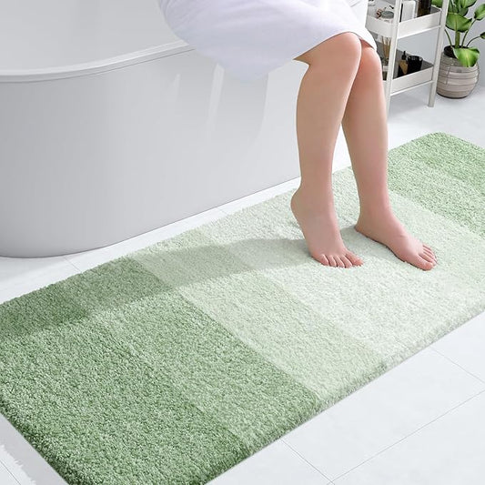 OLANLY Bathroom Runner Rugs 59x24, Extra Soft Absorbent Microfiber Bath Rugs, Rubber Backing, Quick Dry, Washable Bath Mats for Bathroom Floor, Tub and Shower, Home Decor Accessories, Sage Green