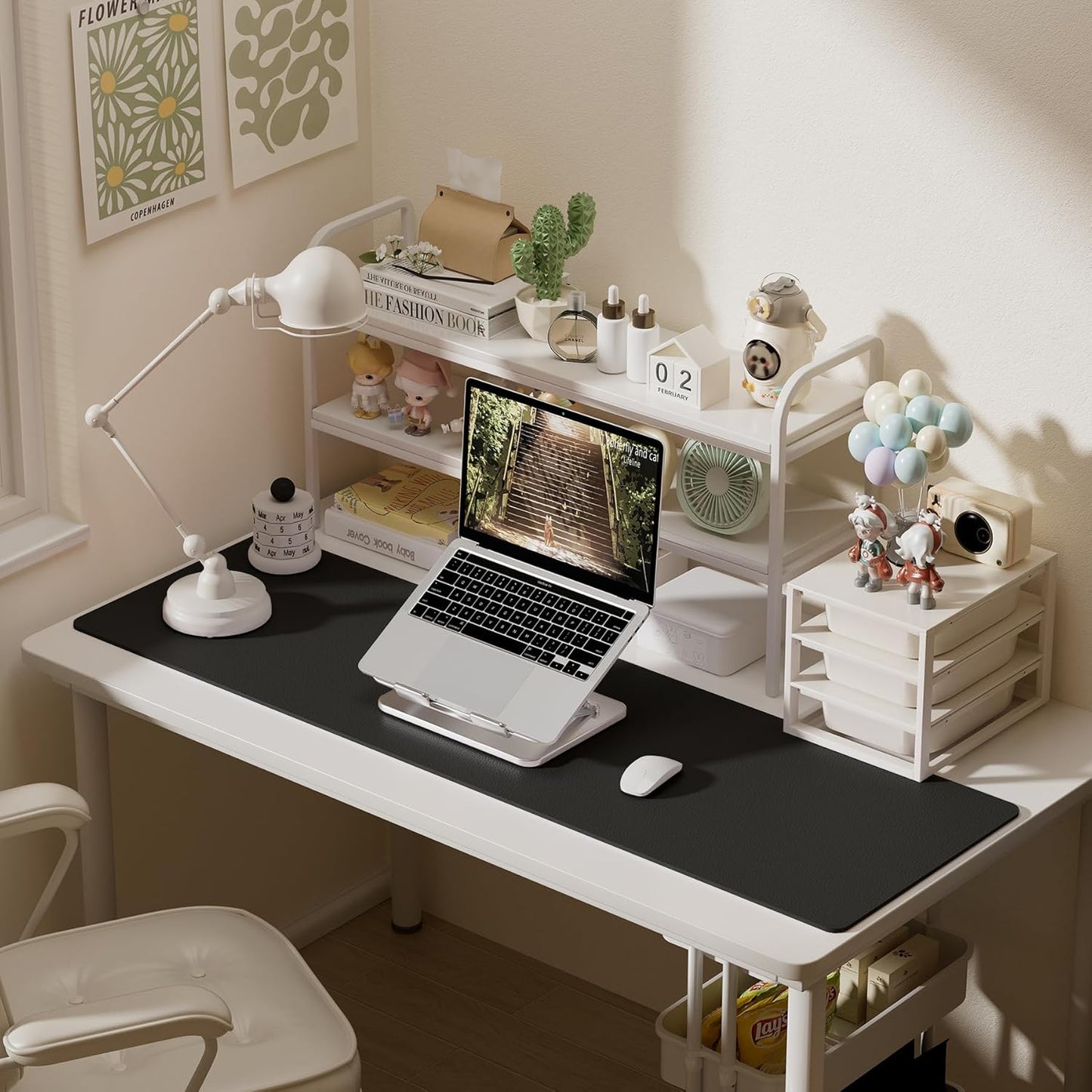 Aothia Leather Desk Pad Protector, Office Desk Mat, Large Mouse Pad, Laptop Desk Pad, Non-Slip PU Leather Desk Blotter, Waterproof Desk Writing Pad for Office and Home (Black, 55" x 17")