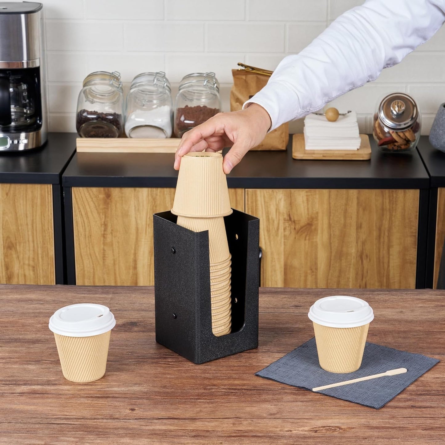 Restaurantware Restpresso Coffee Bar Organizer, 1 Count Durable 1 Compartments, Compact Size, Black Plastic Tabletop Coffee Supplies Organizer For Homes, Office Spaces, Breakrooms, and Lounges