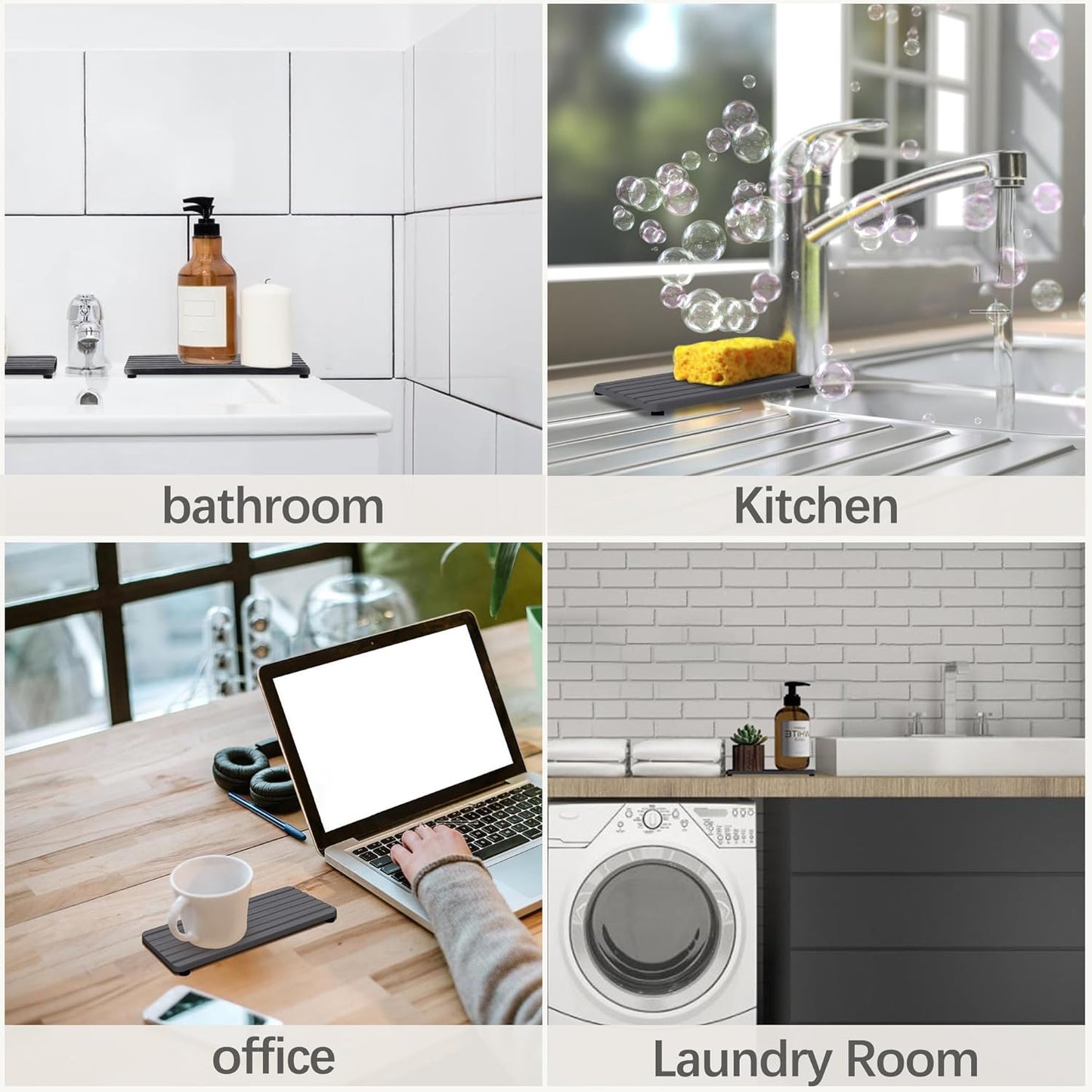 2 PCS Water Absorbent Diatomite Coasters (7.1" x 3.5"), Grooved Design, Water Absorbing Stone Used for Hand Soaps & Plants & toiletries in The Modern Home