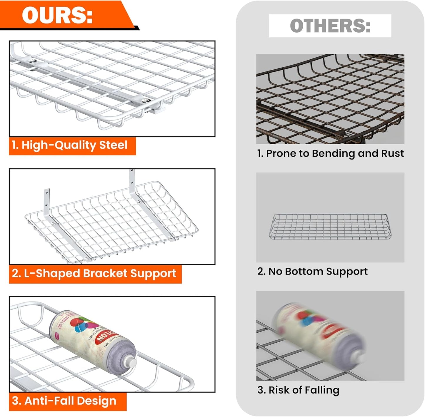 Ultrawall Wall Mounted Storage Shelf, Garage Shelves 24x12 Inch, Metal Shelf Rack, Heavy-Duty Wall Organizer for Closet, Kitchen, Laundry Room 2 Pack, White