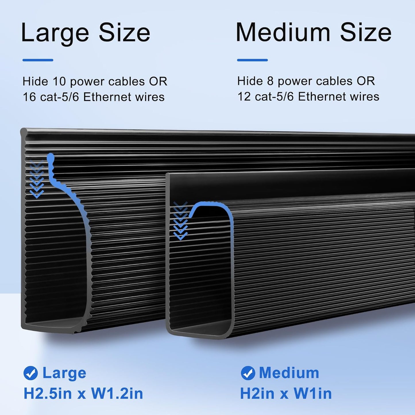 Cable Management Under Desk 94.5in (6X L15.8in) J Channel, ZhiYo Cord Organizer for Desk, Self-Adhesive Cable Organizer, Cord Management Wire Organizers for Cords, Wire Management Cable Raceway Black