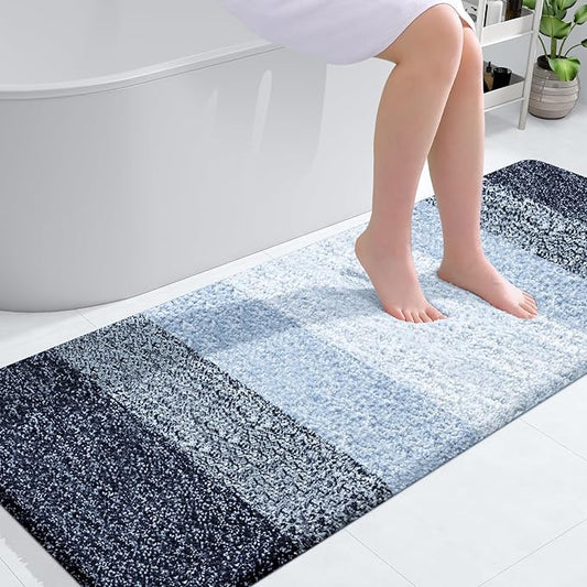 OLANLY Bathroom Runner Rugs 59x24, Extra Soft Absorbent Microfiber Bath Rugs, Rubber Backing, Quick Dry, Washable Bath Mats for Bathroom Floor, Tub and Shower, Home Decor Accessories, Navy Blue
