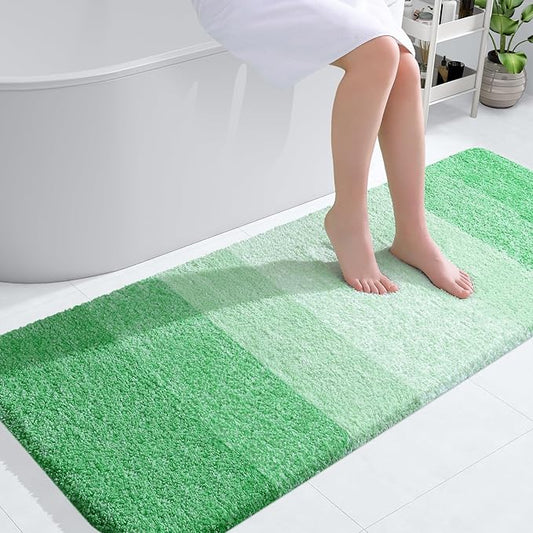 OLANLY Bathroom Runner Rugs 54x24, Extra Soft Absorbent Microfiber Bath Rugs, Rubber Backing, Quick Dry, Machine Washable Bath Mats for Bathroom Floor, Tub and Shower, Home Decor Accessories, Green