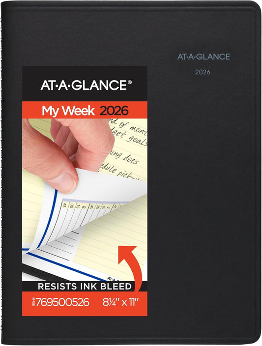 AT-A-GLANCE 2026 Appointment Book Planner, Weekly & Monthly, 8-1/4" x 11", Large, QuickNotes, Black (769500526)