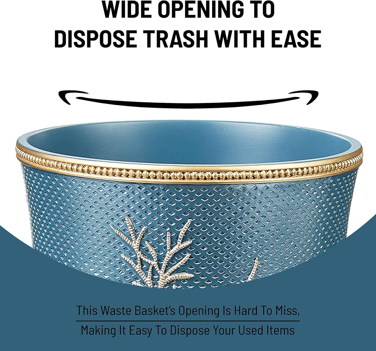 Zahari Home 2pc Capri Bathroom Decor Set Waste Basket for Bathroom & Tissue Cover Modern Classic Decor Stylish Unique Design Beautiful Royal Blue Bathroom Accessories Set