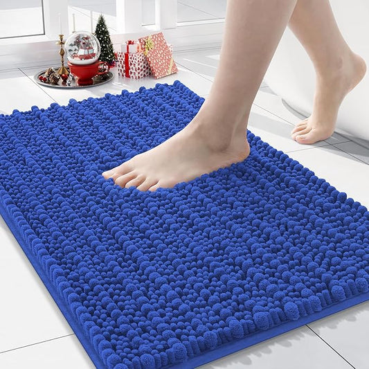Arotive Luxury Chenille Bathroom Rug Mat, Extra Soft Thick Absorbent Shaggy Bath Rugs, Non-Slip Machine Wash Dry, Plush Bath Mats for Bathroom, Shower and Tub, 24x16, Dark Blue