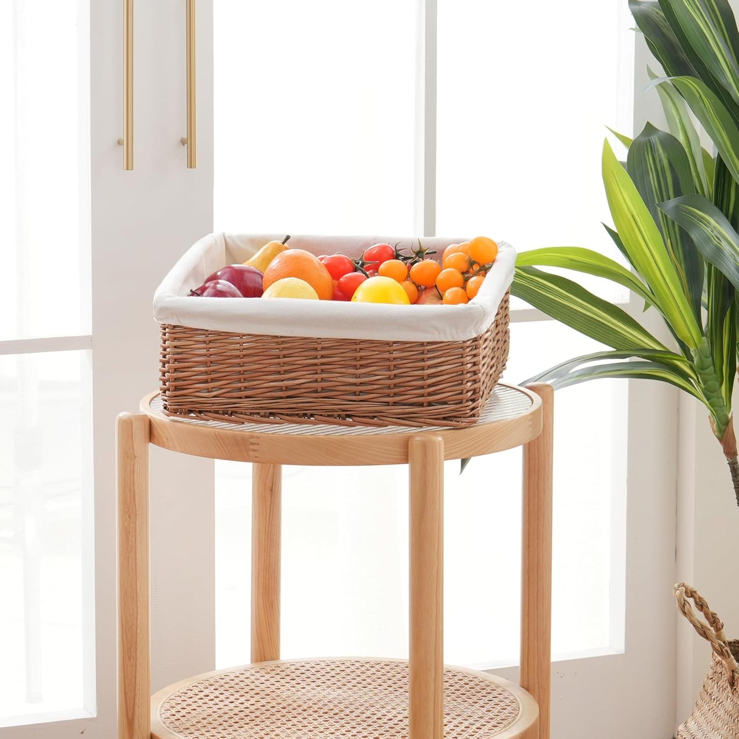 Handwoven Willow Storage Basket with Removable Cotton Liner – Fits 13’’ Cabinets, Eco-Friendly Organizer for Home Décor