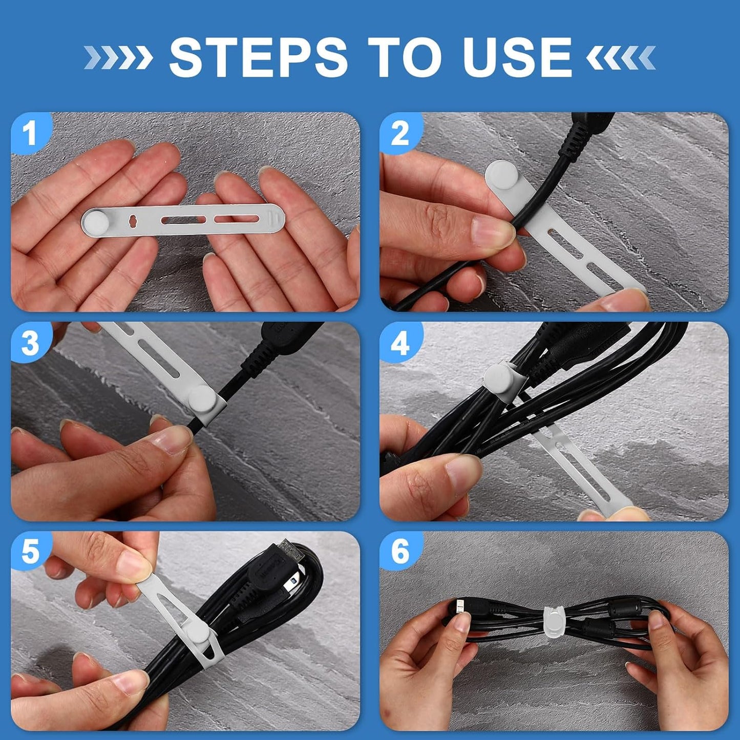 42 Pcs Silicone Cable Ties Reusable Cord Straps Multipurpose Elastic Cable Organizer for Bundling Fastening Earphone Phone Charger Home Office School(Gray,3.15 Inch)