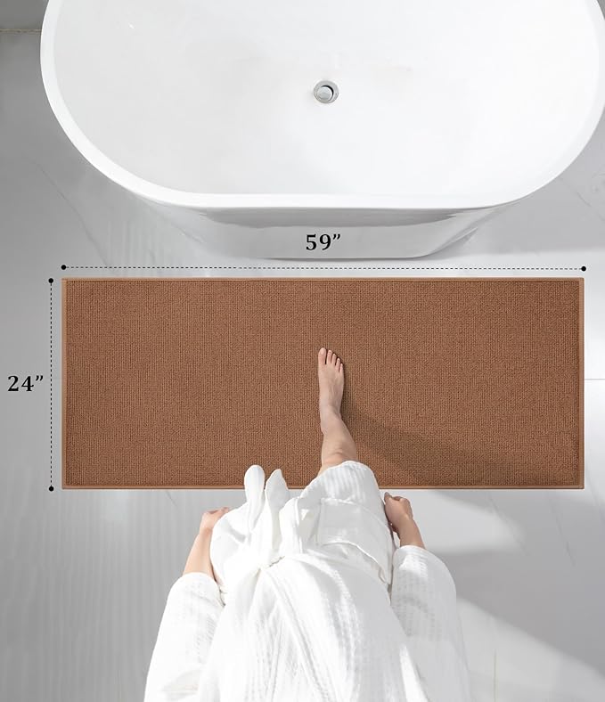 YIHOUSE Bathroom Rugs Mat 24x59, Non Slip Quick Dry Bath Mats for Bathroom Absorbent Ultra Thin Bath Rugs Machine Washable Fit Under Door for Sink, Cabinet, Laundry (Orange, 24"x59")