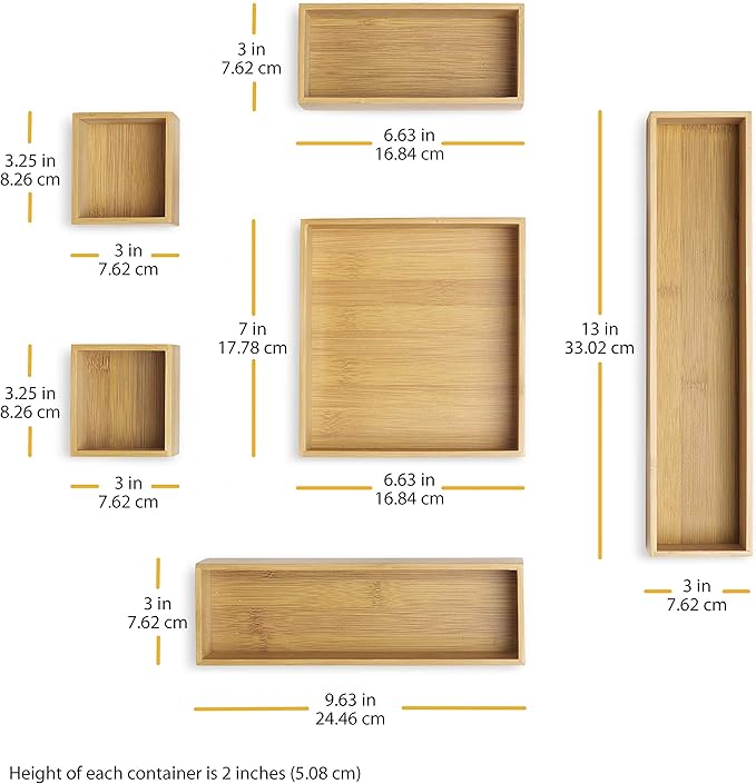 Whitmor 6-Piece Bamboo Drawer Organizers