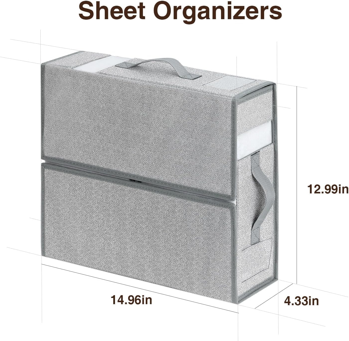 DIMJ Bed Sheet Organizers and Storage 6 Pack - Foldable Sheet Organizer for Linen Bedding Storage Box for organization, Sheets Set Holder for Blanke, Towel (King & Queen Size), Blended Grey