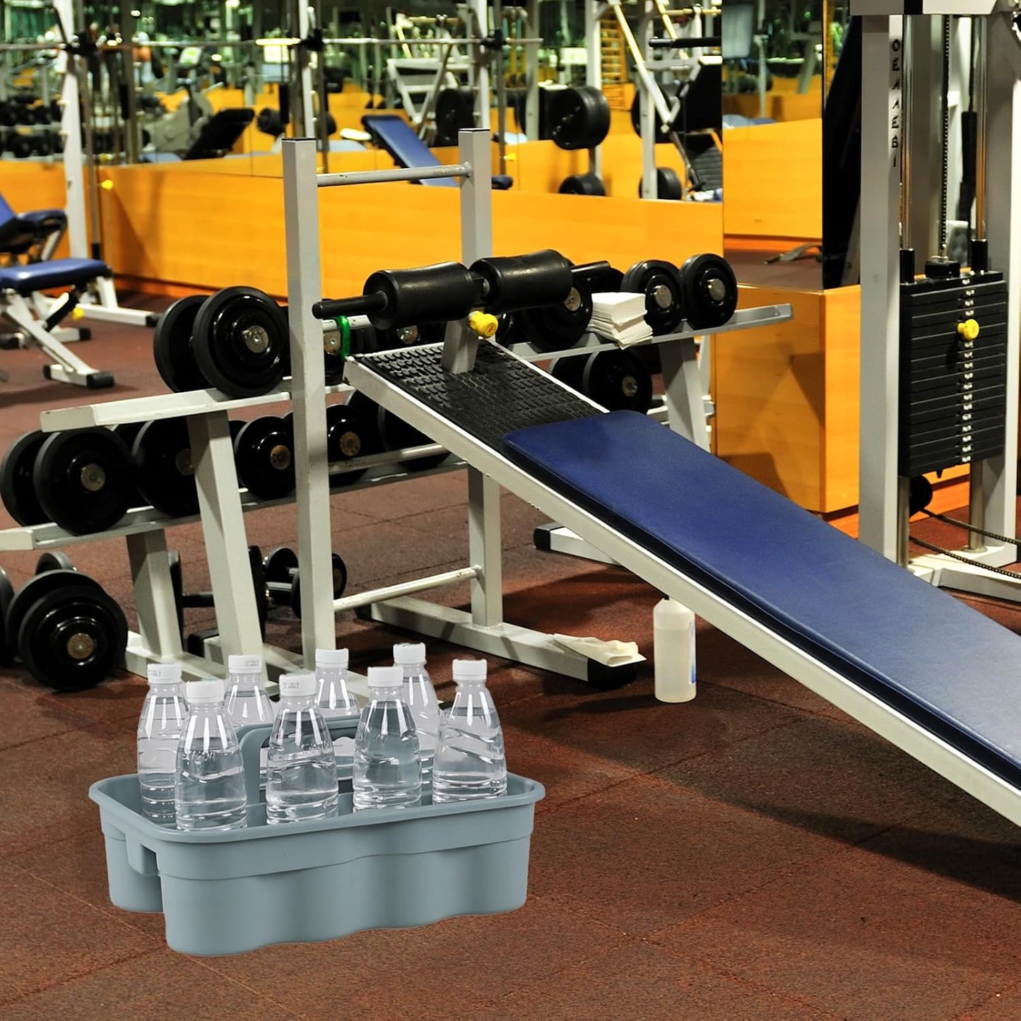 Anbers 6 Pack Plastic Caddy for Cleaning Products, 2 Compartment Storage Caddy Basket with Handle, Dark Gray Blue